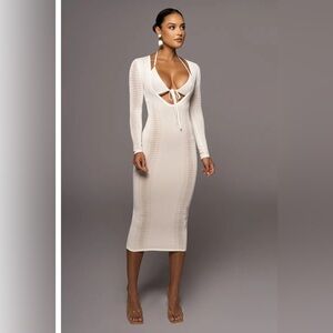 JLUXLABEL ivory Look this way midi dress size S